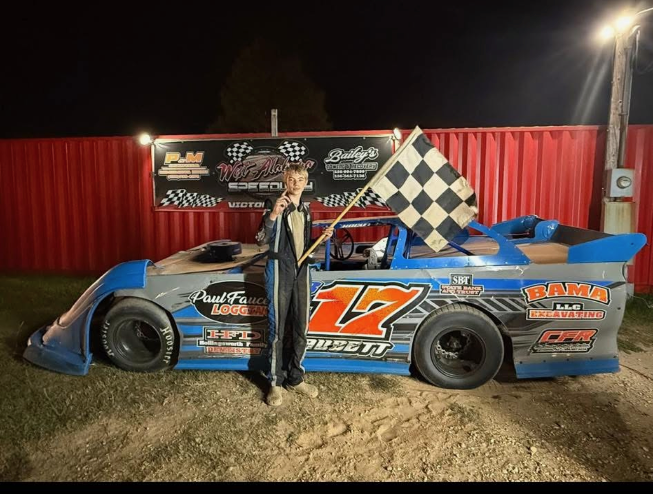 Faucett #17 late model after a win